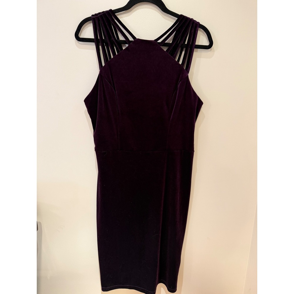 Grace Karin Purple Velvet Cage Strap Cocktail Dress Sheath Purple Large